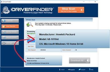 DriverFinder™ will then thoroughly scan your PC and all connected devices (including UNPLUGGED ones like your MP3 player, webcam, USB devices, etc.)