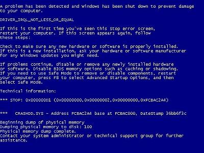 Bluescreen with DriverFinder
