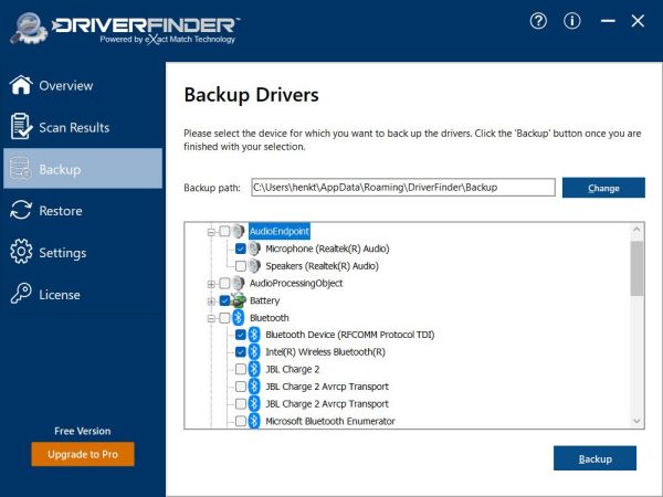 Driver Backup Feature